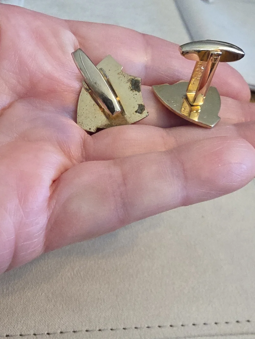 Vintage Foster Gold-Tone Metal With Black Enamel Lion Cuff Links